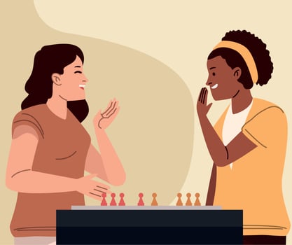 interracial girls playing parcheesi vector
