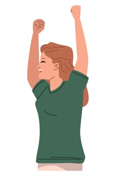 young woman celebrating character vector