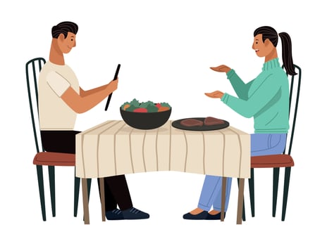 couple eating in restaurant vector