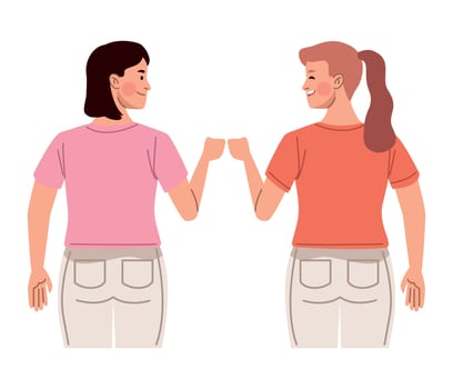 female friends bumping fists vector