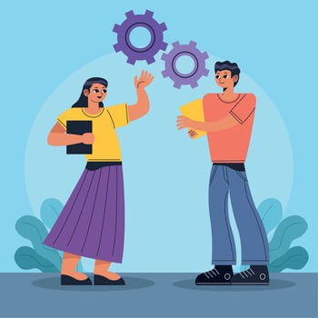 couple with gears vector