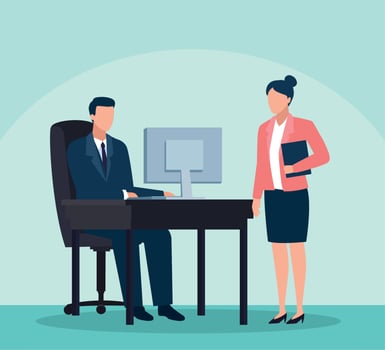business couple with desktop vector