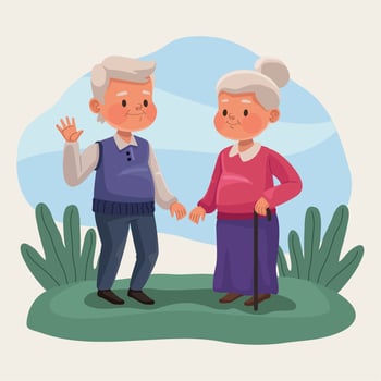 grandparents couple in landscape vector