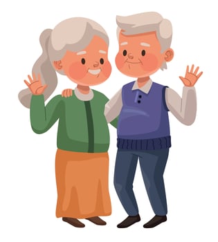 old lovers couple saludating vector