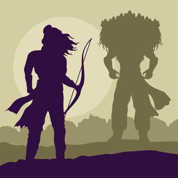 rama and ravana dussehra vector