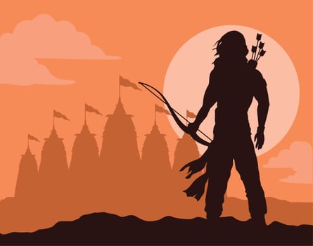 rama with arch dussehra vector