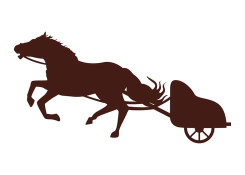 stallion with carriage silhouette vector