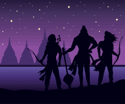 rama lords and ravana dussehra vector