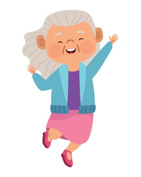 japanese old woman celebrating vector
