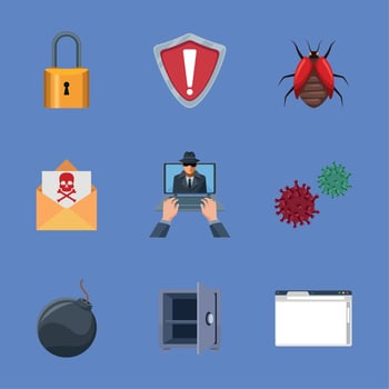 nine cyber fraud icons vector