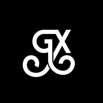 GX letter logo design on black background. GX creative initials letter logo concept. gx letter design. GX white letter design on black background. G X, g x logo vector