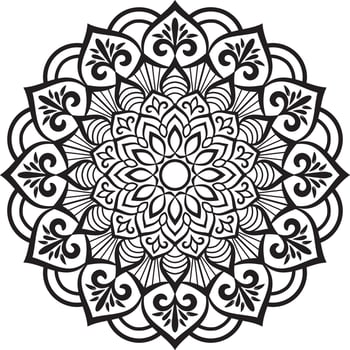 Decorative Mandala design line art, traditional Diwali Rangoli art for PowerPoint presentation. vector