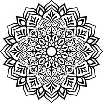 Decorative Mandala design line art, traditional Diwali Rangoli art for PowerPoint presentation. vector