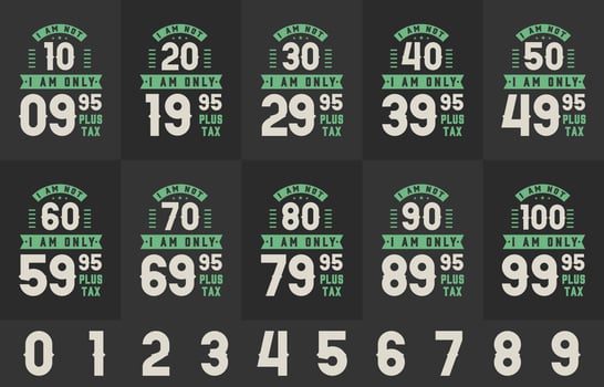 Birthday design bundle. Retro Vintage Birthday Typography bundle. I'm not 10, 20, 30, 40, 50, 60, 70, 80, 90, 100. vector
