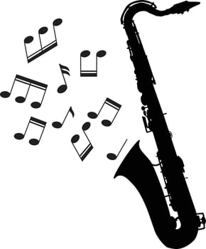 saxophone icon on white background. Music jazz logo. flat style. vector