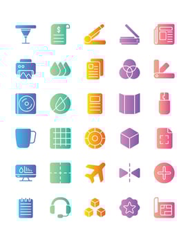 Printing Icon Set 30 isolated on white background vector