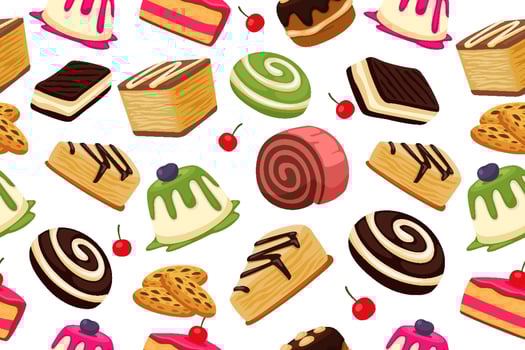 Dessert Cake Themed Seamless Background vector