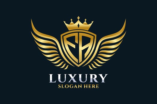 Luxury royal wing Letter FA crest Gold color Logo vector, Victory logo, crest logo, wing logo, vector logo template.