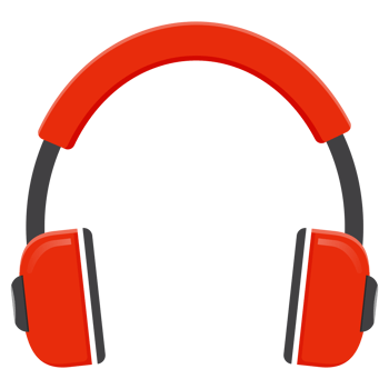 Red headphones icon isolated. png