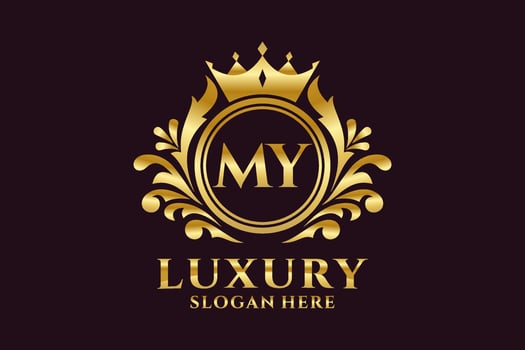 Initial MY Letter Royal Luxury Logo template in vector art for luxurious branding projects and other vector illustration.
