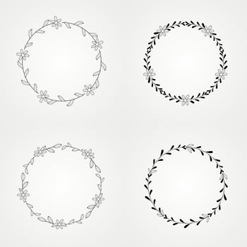 vector circle floral botanical set isolated