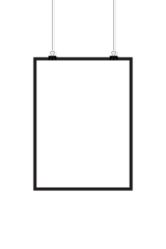 Mockups hanging on the wall. Poster mockup with white frame. Realistic empty banner. Transparent background. Illustration png