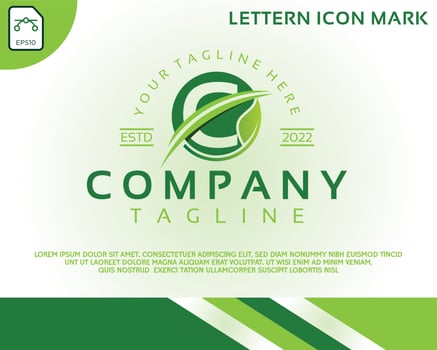 Green eco logo with letter C template design vector