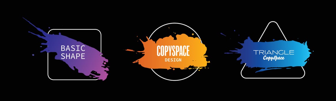 Colorful Gradient ink strokes for graphic design elements, copy space and lower third. Abstract Chinese brush strokes for tittle text effect template in vector illustration