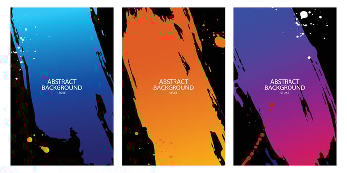 Colorful Gradient ink strokes for graphic design elements, copy space and lower third. Abstract Chinese brush strokes for tittle text effect template in vector illustration