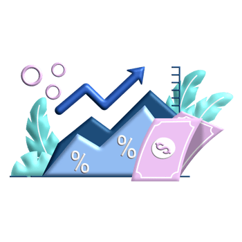 inflation curve 3d flat Illustration for business finance chart percent coin dollar bill perfect for ui ux design, web app, branding projects, advertisement, social media post png