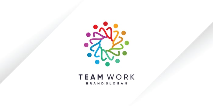 Team work logo design vector with unique style for charity, humanity, community or group