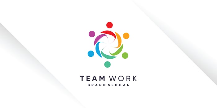Team work logo design vector with unique style for charity, humanity, community or group
