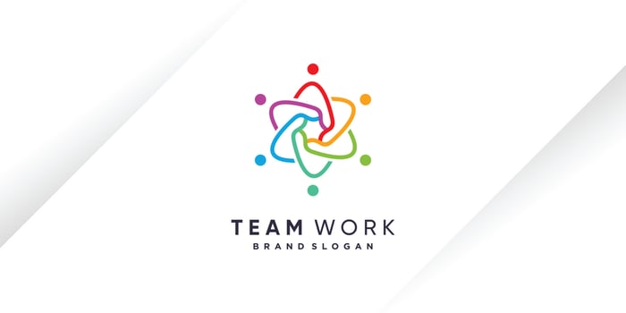 Team work logo design vector with unique style for charity, humanity, community or group