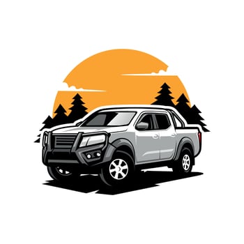 Adventure pick up truck illustration vector