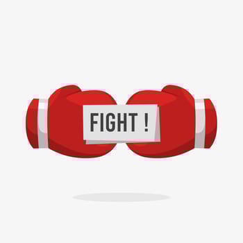 a pair of red boxing gloves with the words fight vector