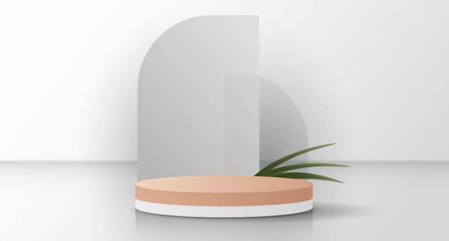 Cosmetic gray background and premium podium display for product presentation branding and packaging presentation. studio stage with shadow of leaf background. vector design