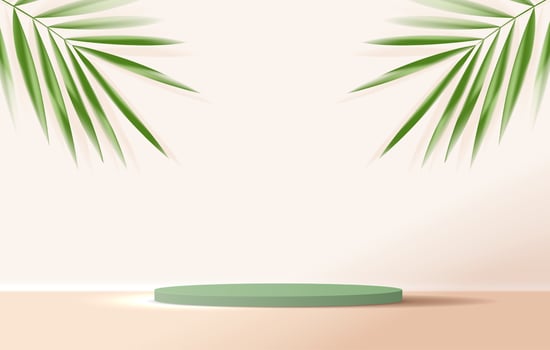 Cosmetic brown background and premium podium display for product presentation branding and packaging presentation. studio stage with shadow of leaf background. vector design