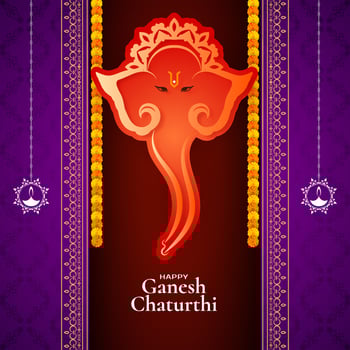 Religious Indian festival Happy Ganesh Chaturthi greeting card design vector