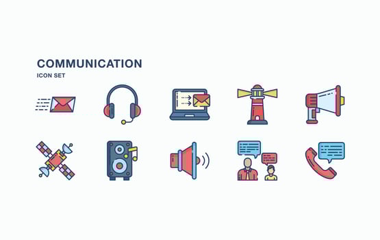 Communication and Technology icon set vector