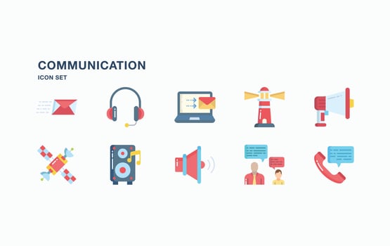 Communication and Technology icon set vector