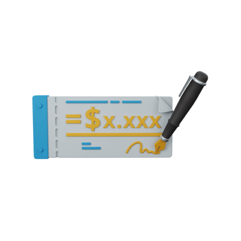 3d rendering bank cheque isolated useful for business, currency, economy and finance design png