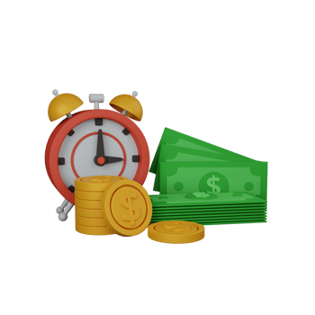 3d rendering time is money isolated useful for business, currency, economy and finance design png