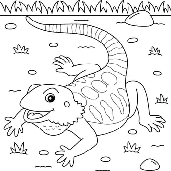 Bearded Dragon Animal Coloring Page for Kids vector