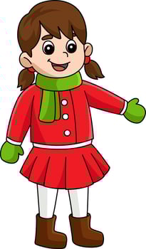 Christmas Girl Cartoon Colored Clipart vector