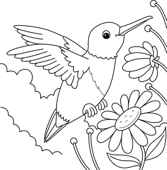 Hummingbird Animal Coloring Page for Kids vector