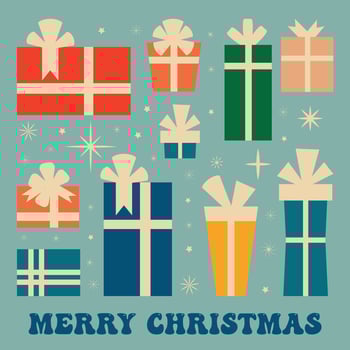 Groove retro Christmas card. Vector illustration