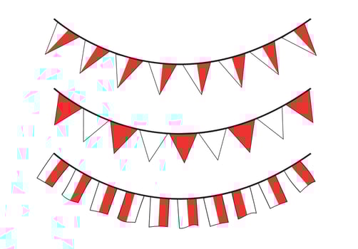 red and white flag with a triangular shape for decoration in commemoration of Indonesia's independence day vector