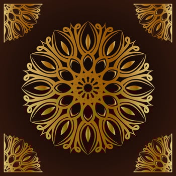 mandala gold with frame ornament vector