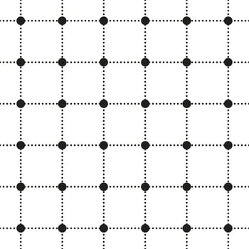 Black and White BW Cute Polkadot Circle Round Geometry Dash Line Scott Checkered Plaid Tartan Gingham Pattern Square Background Vector Cartoon Illustration Tablecloth, Picnic Mat wrap paper, Fabric