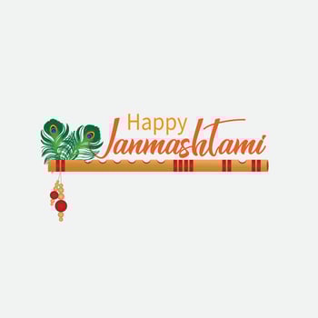 Krishna Flute with Peacock Feathers, Janmashtami vector Art